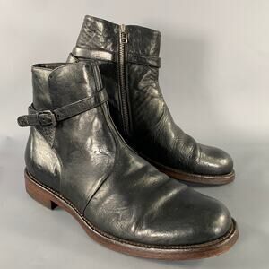 UNTAMED STREET Size 12 Black Distressed Leather Side Zipper Boots